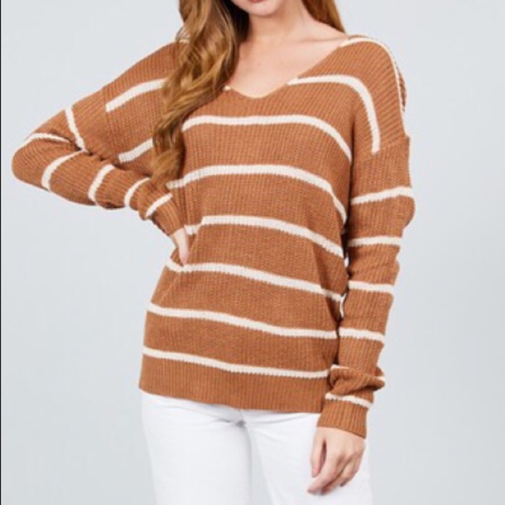 ❗️Last one L❗️Back Knot Stripe Sweater - Picture 4 of 4